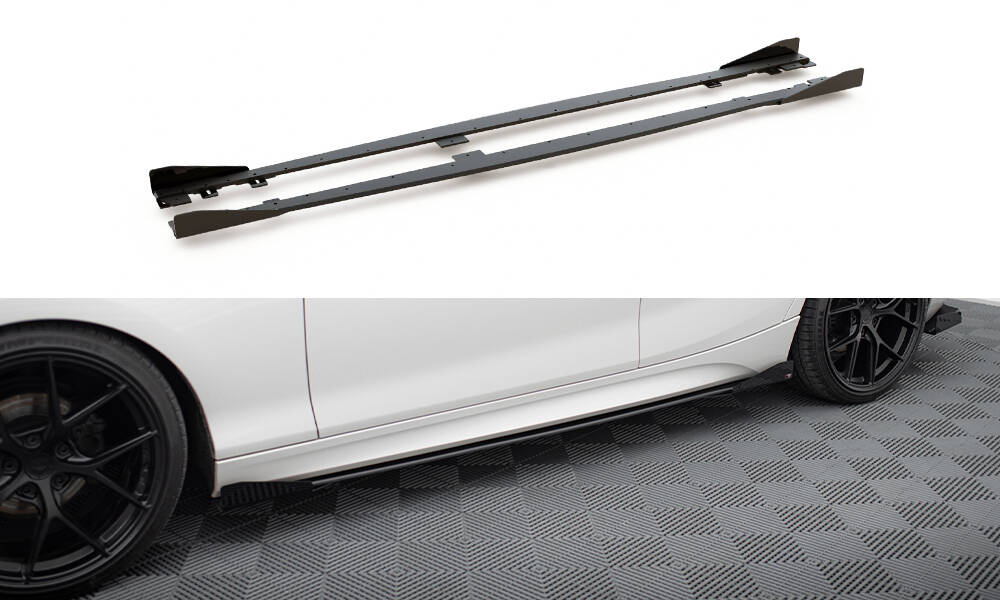 Street Pro Seitenschweller Leisten V.2 passend für BMW 1er F20 M135i / M140i / M-Paket rot+ Hochglanz Flaps