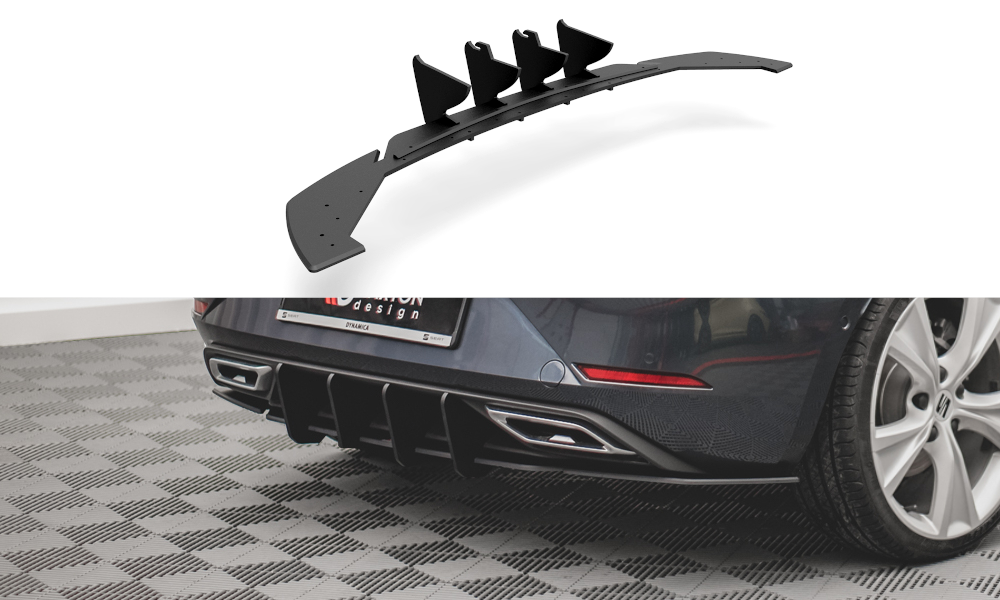 Street Pro Heck Ansatz Diffusor + Flaps passend für Seat Leon FR Hatchback Mk4 rot