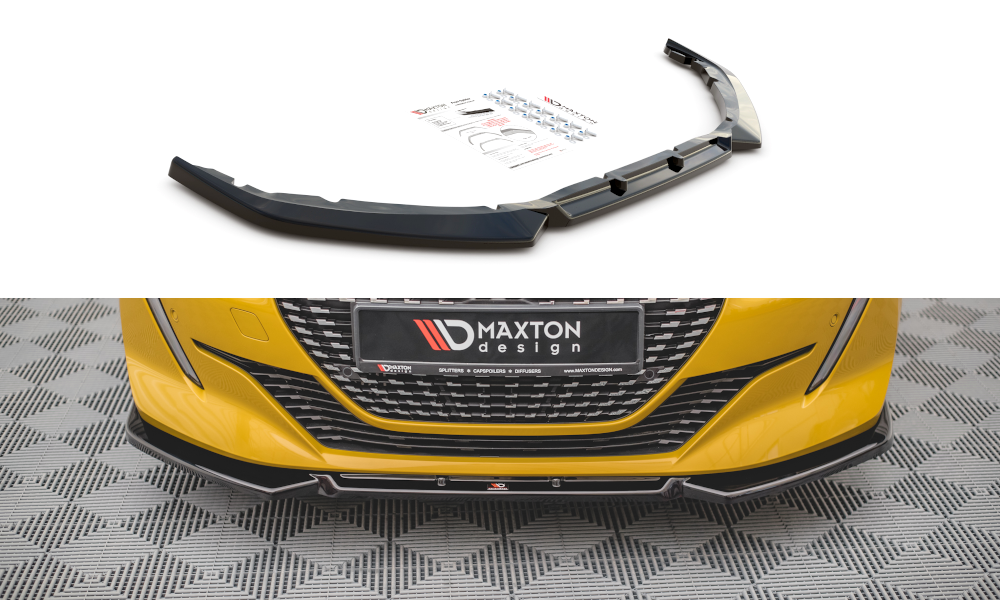 Street+ Spoilerlippe Front Ansatz V.1 passend für Peugeot 208 Mk2 schwarz matt