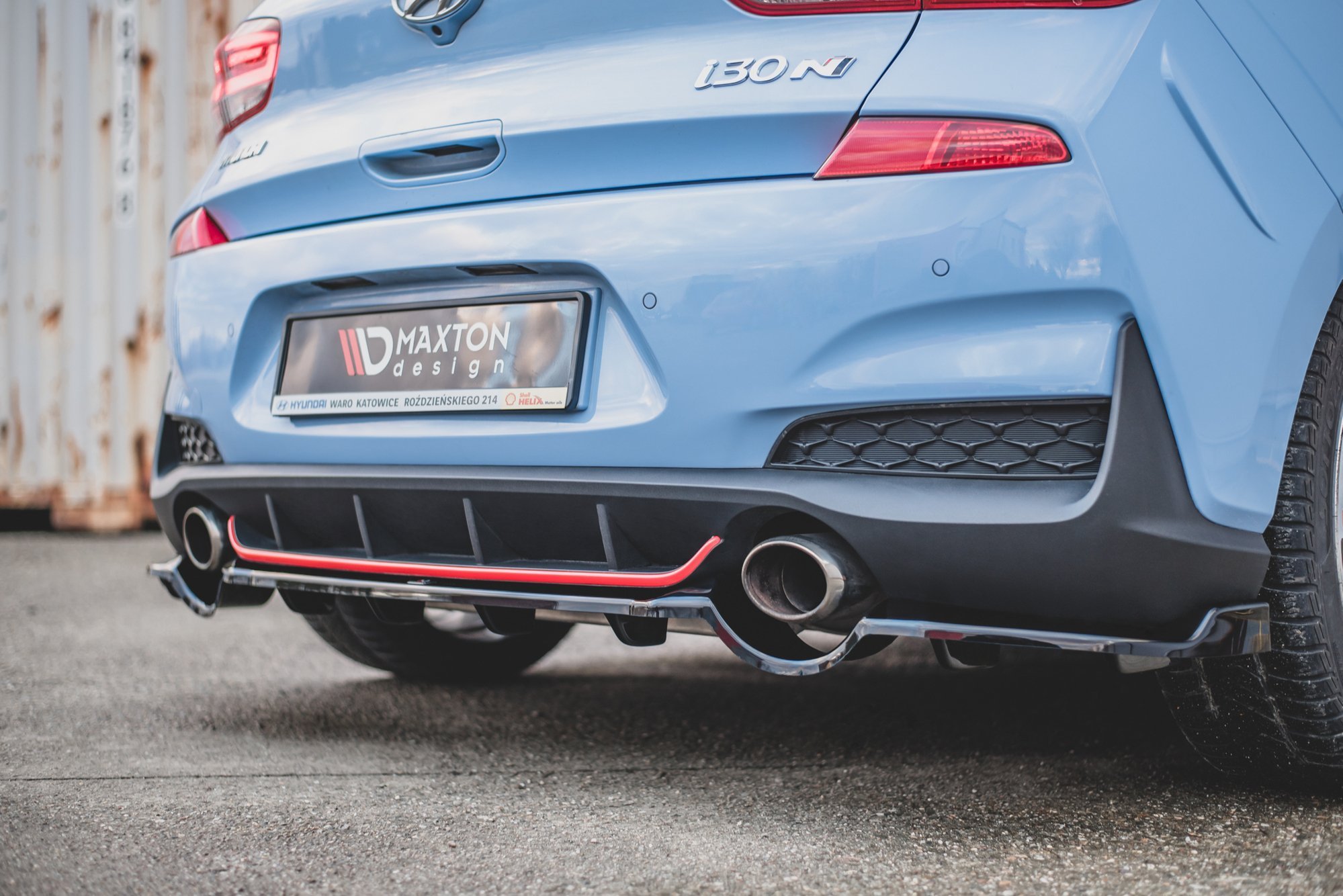 Mittlerer Cup Diffusor DTM Look Heck Ansatz für Hyundai I30 N Mk3 Hatchback schwarz Hochglanz