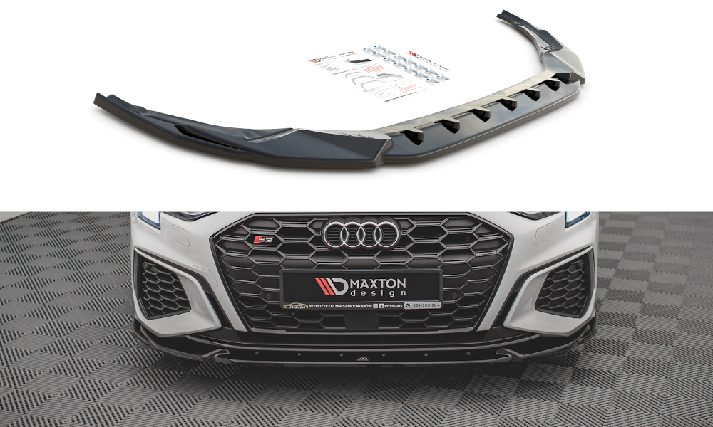Street+ Spoilerlippe Front Ansatz V.3 passend für Audi S3 / A3 S-Line 8Y schwarz Hochglanz
