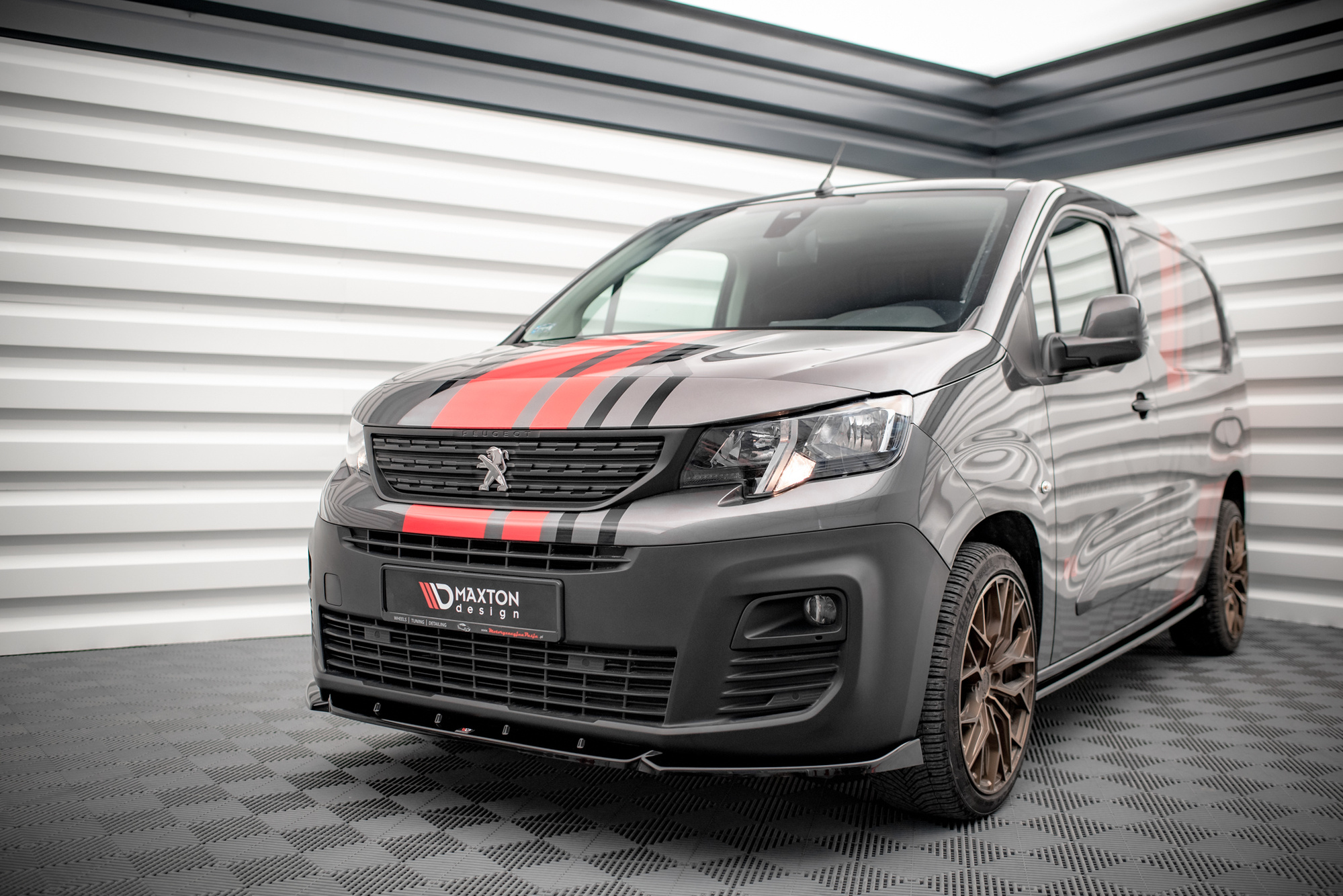 Street+ Spoilerlippe Front Ansatz passend für Peugeot Partner Mk3 schwarz Hochglanz