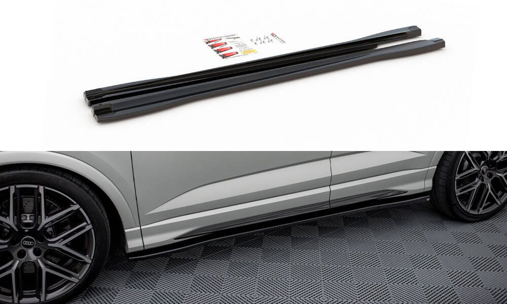 Street+ Seitenschweller Leisten V.2 passend für Audi Q3 S-Line / RSQ3 Sportback / SUV F3 schwarz Hochglanz