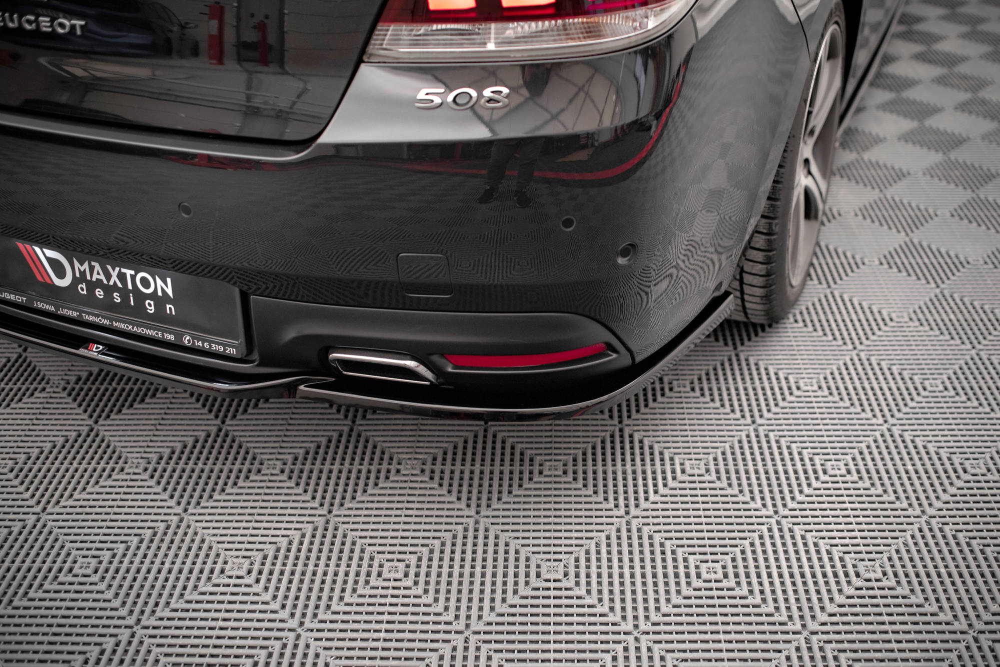 Street+ Mittlerer Diffusor Heck Ansatz RACE passend für Peugeot 508 GT Mk1 FL schwarz matt