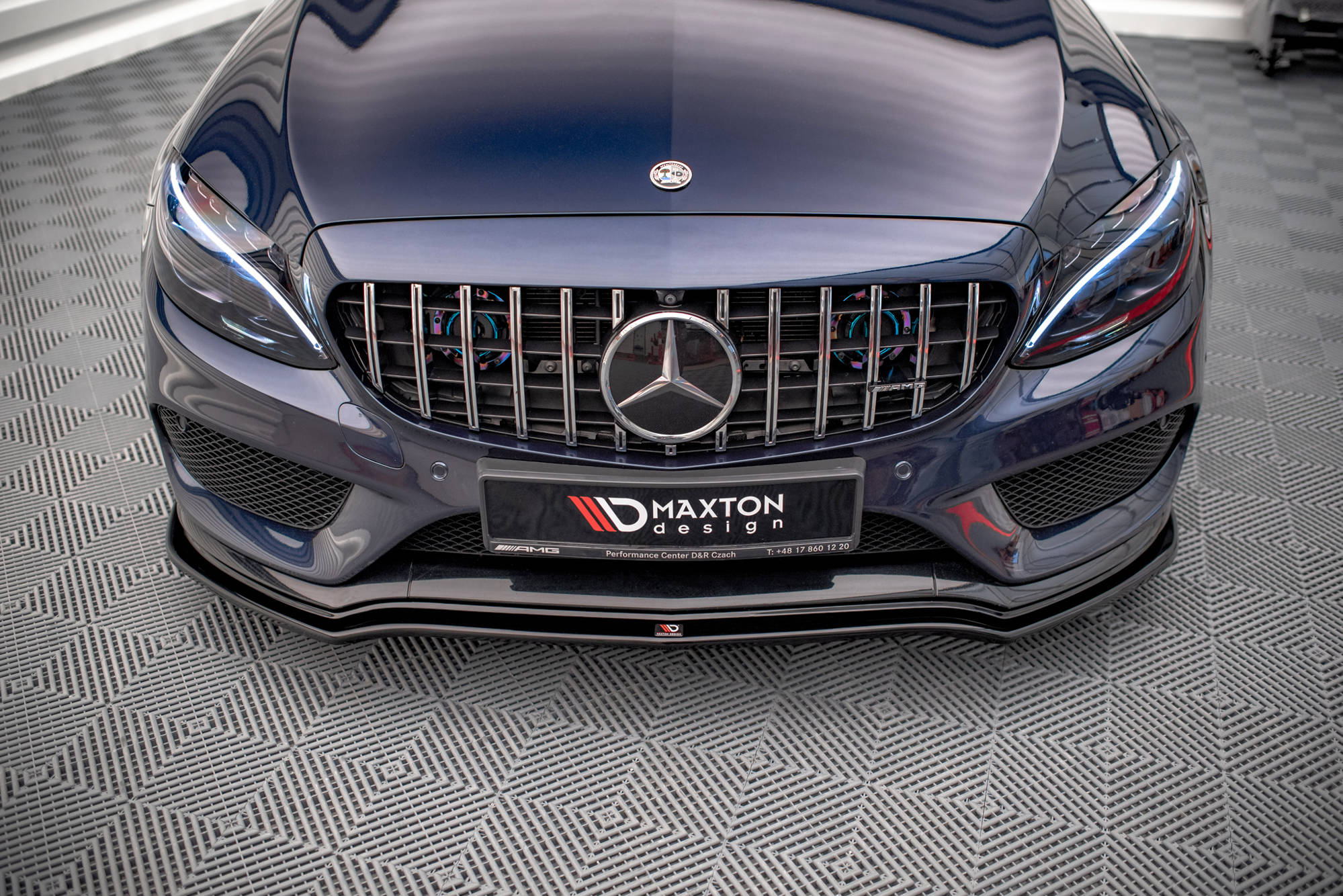 Front Ansatz V.1 für Mercedes-AMG C 43 / AMG-Line W205 schwarz Hochglanz