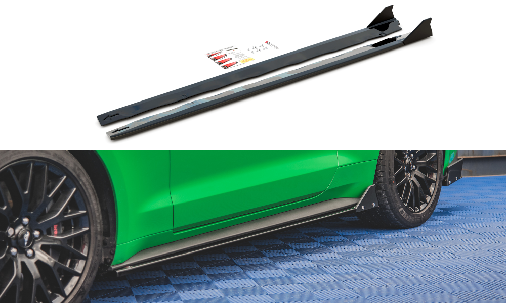 Street+ Seitenschweller Leisten + Flaps passend für Ford Mustang GT Mk6 FL