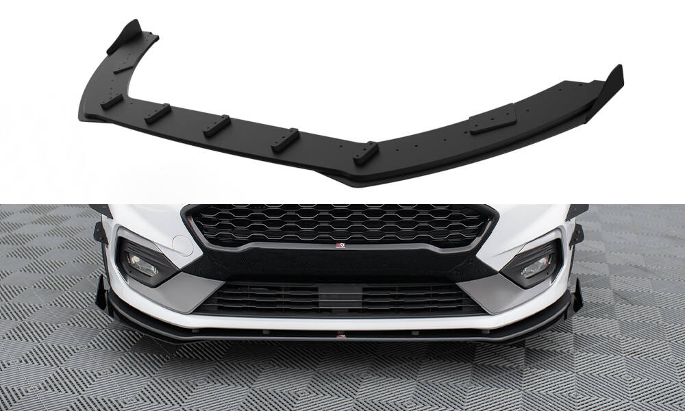 Street Pro Front Ansatz für + Front Stoßstangen Racing Flaps passend für Ford Fiesta Mk8 ST / ST-Line schwarz Hochglanz