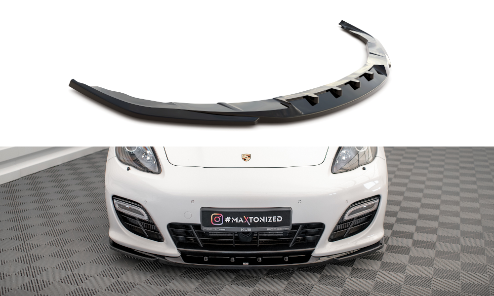 Street+ Spoilerlippe Front Ansatz V.2 passend für Porsche Panamera Turbo Sport Design Package 970 schwarz Hochglanz