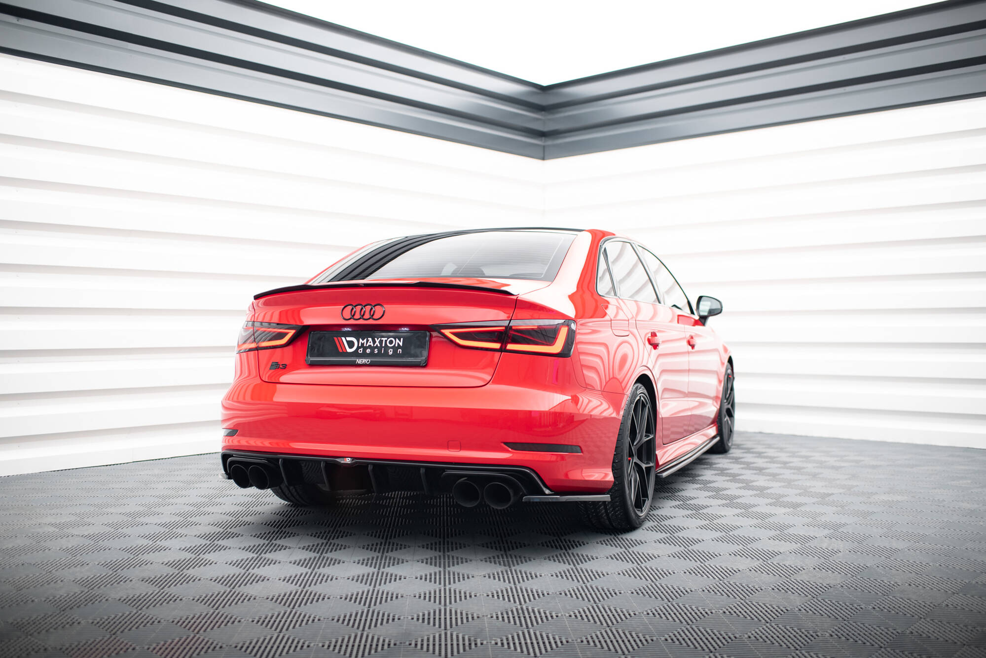 Street+ Heck Ansatz Flaps passend für Audi S3 Limousine 8V schwarz Hochglanz