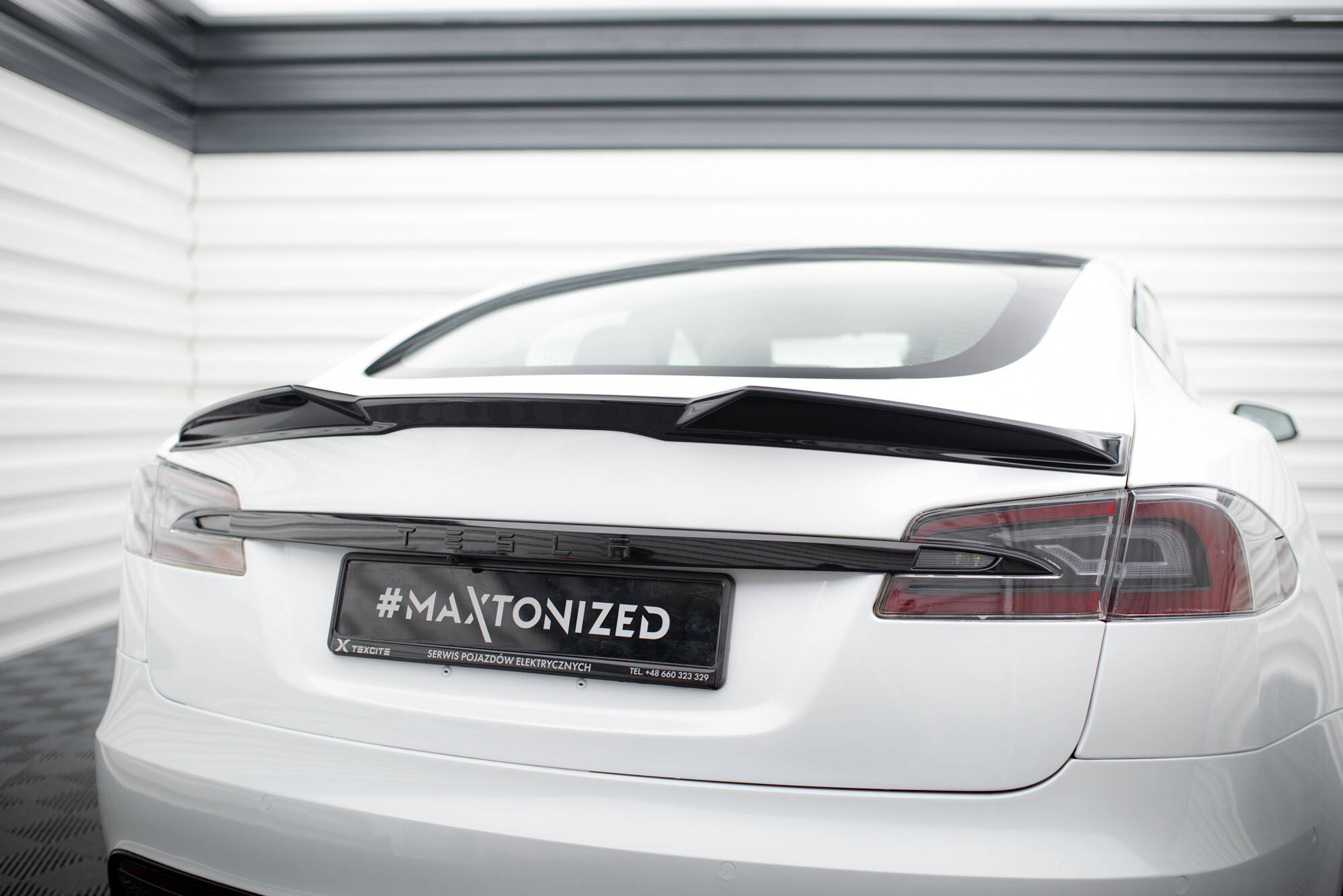 Heckspoiler 3D passend für Tesla Model S Plaid Mk1 FL schwarz Hochglanz