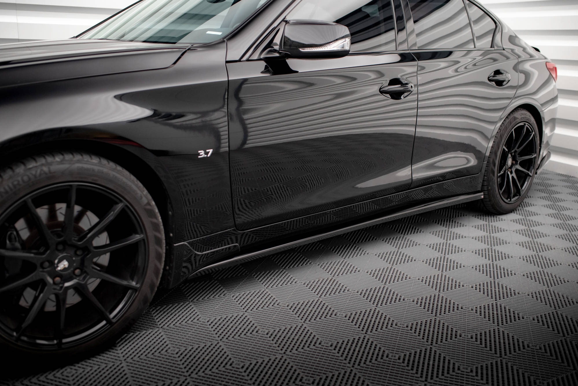 Seitenschweller Ansatz Paar V.1 passend für Infiniti Q50 S Mk1 schwarz Hochglanz
