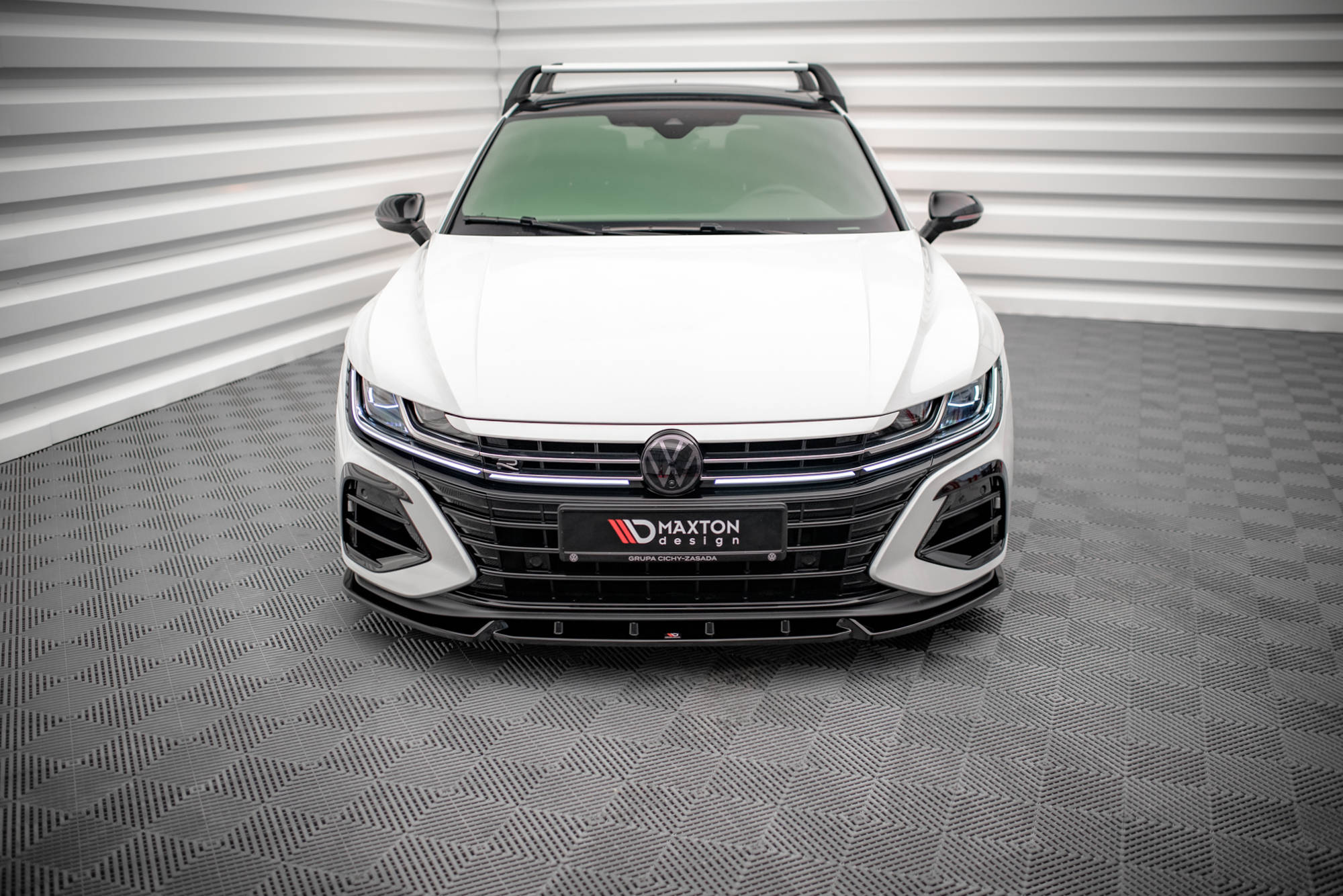 Street+ Spoilerlippe Front Ansatz V.2 passend für VW Arteon R Limousine / Shooting Brake Mk1 FL schwarz Hochglanz
