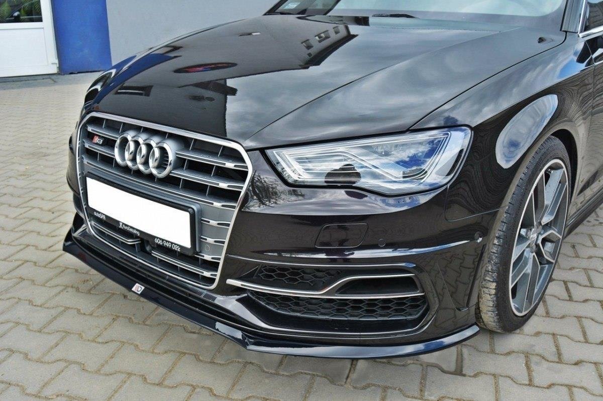 Street+ Spoilerlippe Front Ansatz passend für Audi S3 / A3 S-Line 8v Hatchback / Sportback schwarz Hochglanz