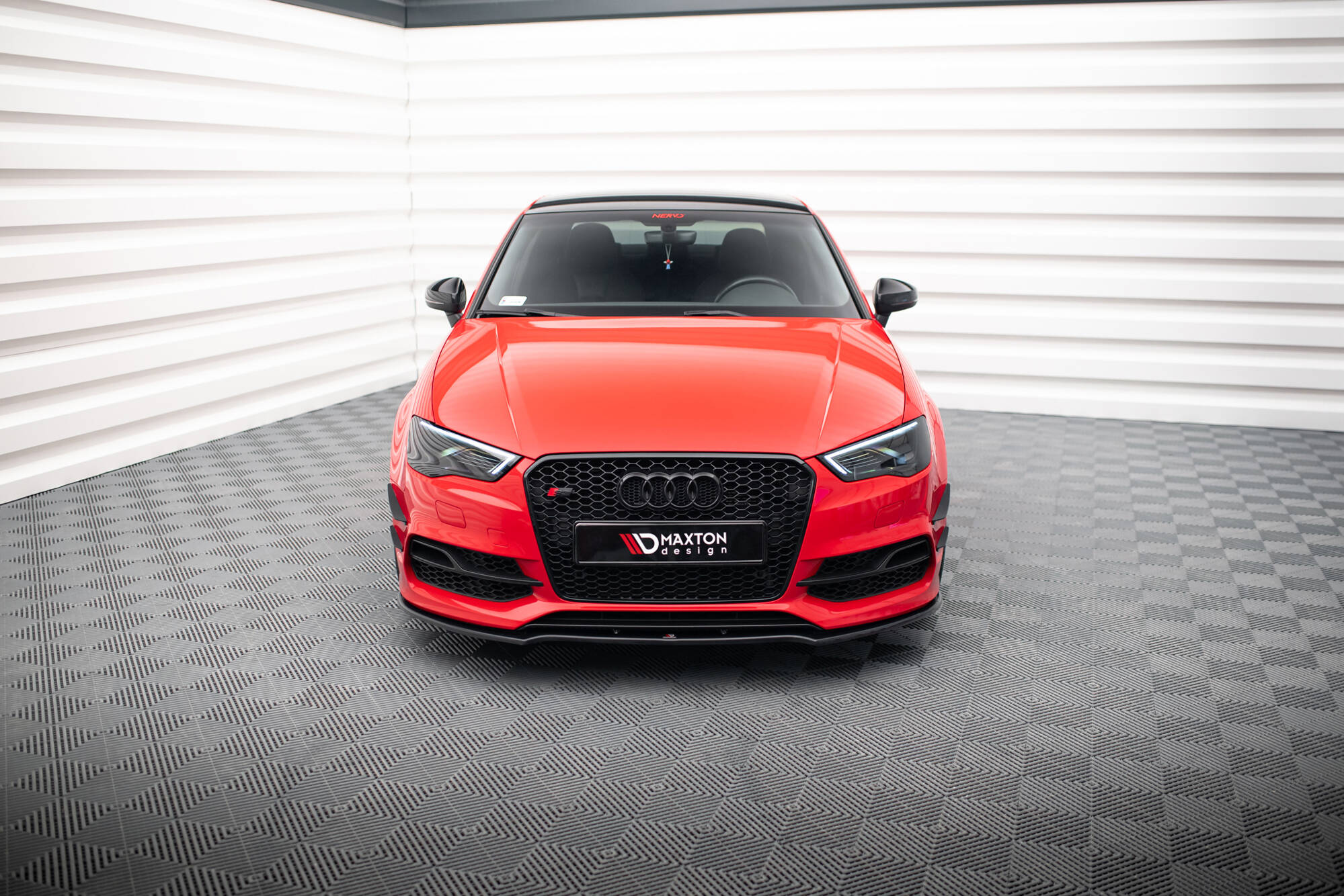Street+ Spoilerlippe Front Ansatz V.2 passend für Audi S3 / A3 S-Line 8V Limousine / Cabrio schwarz Hochglanz