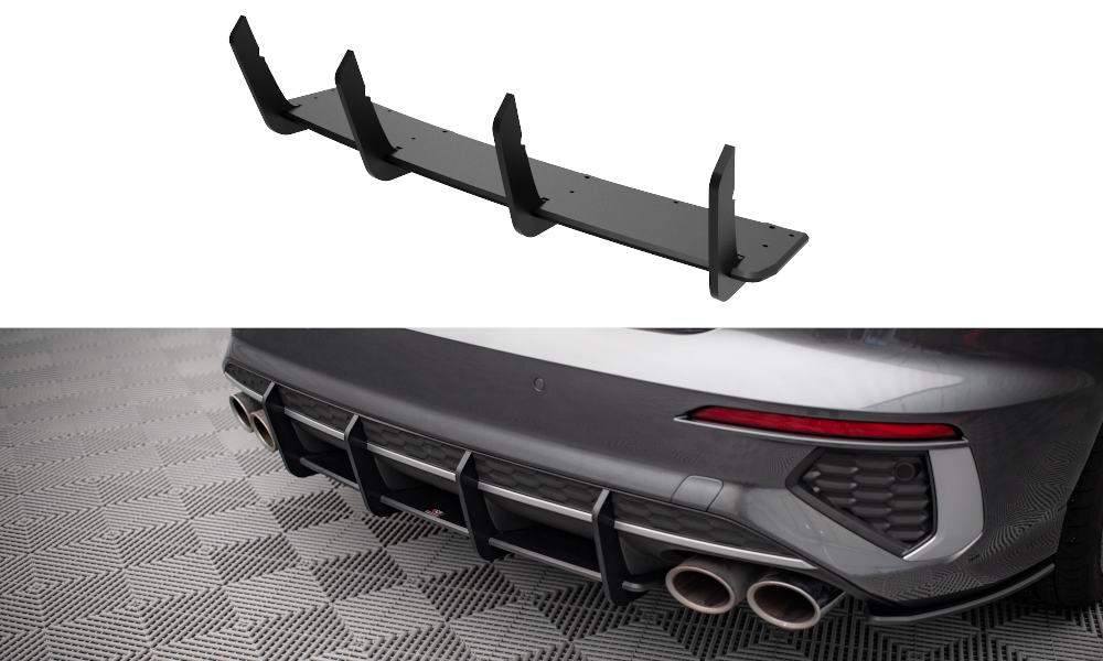 Street Pro Heckschürze Heck Ansatz Diffusor passend für Audi S3 Limousine 8Y rot