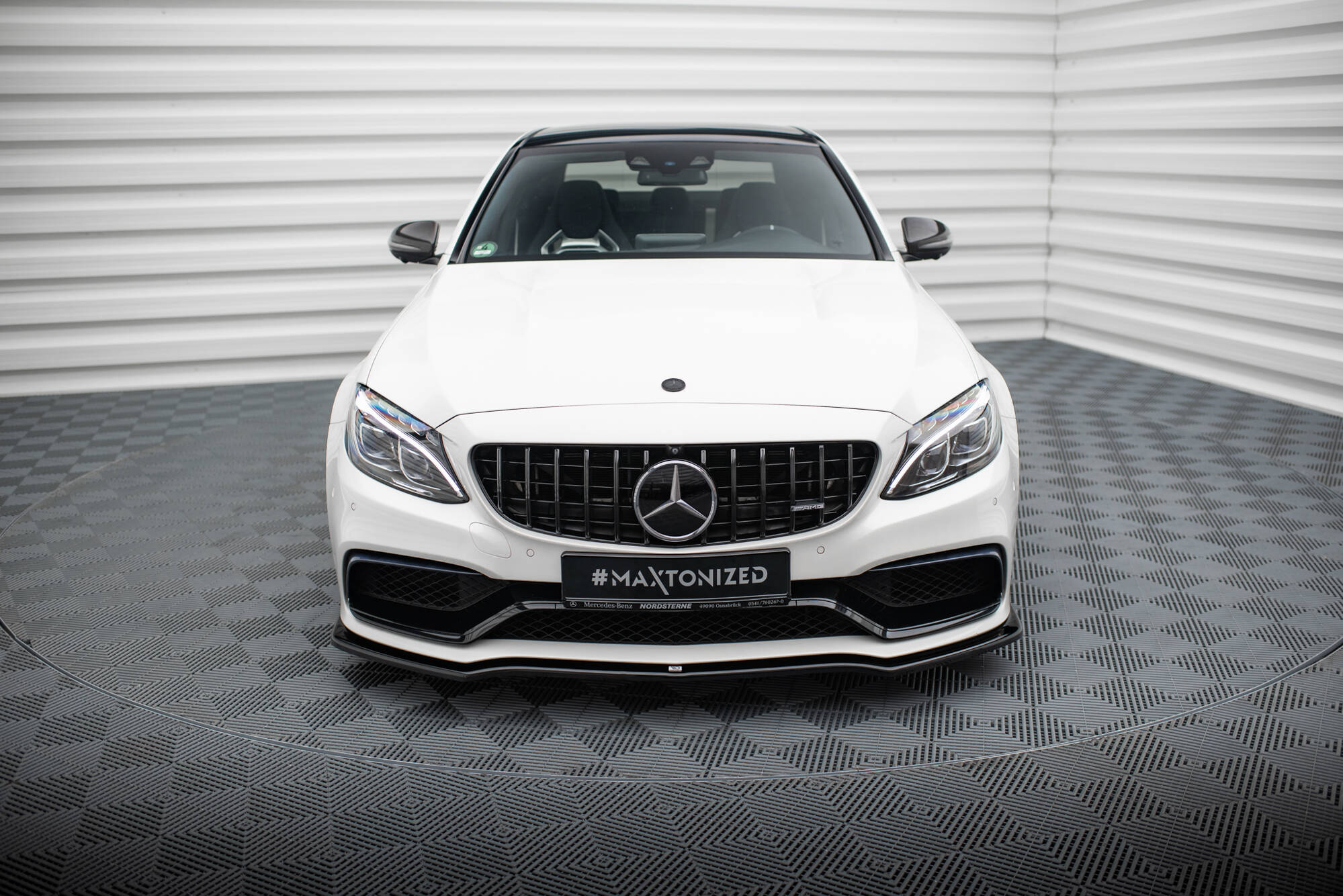 Street+ Spoilerlippe Front Ansatz V.1 passend für Mercedes-AMG C63 Limousine / Kombi W205 / S205 schwarz Hochglanz