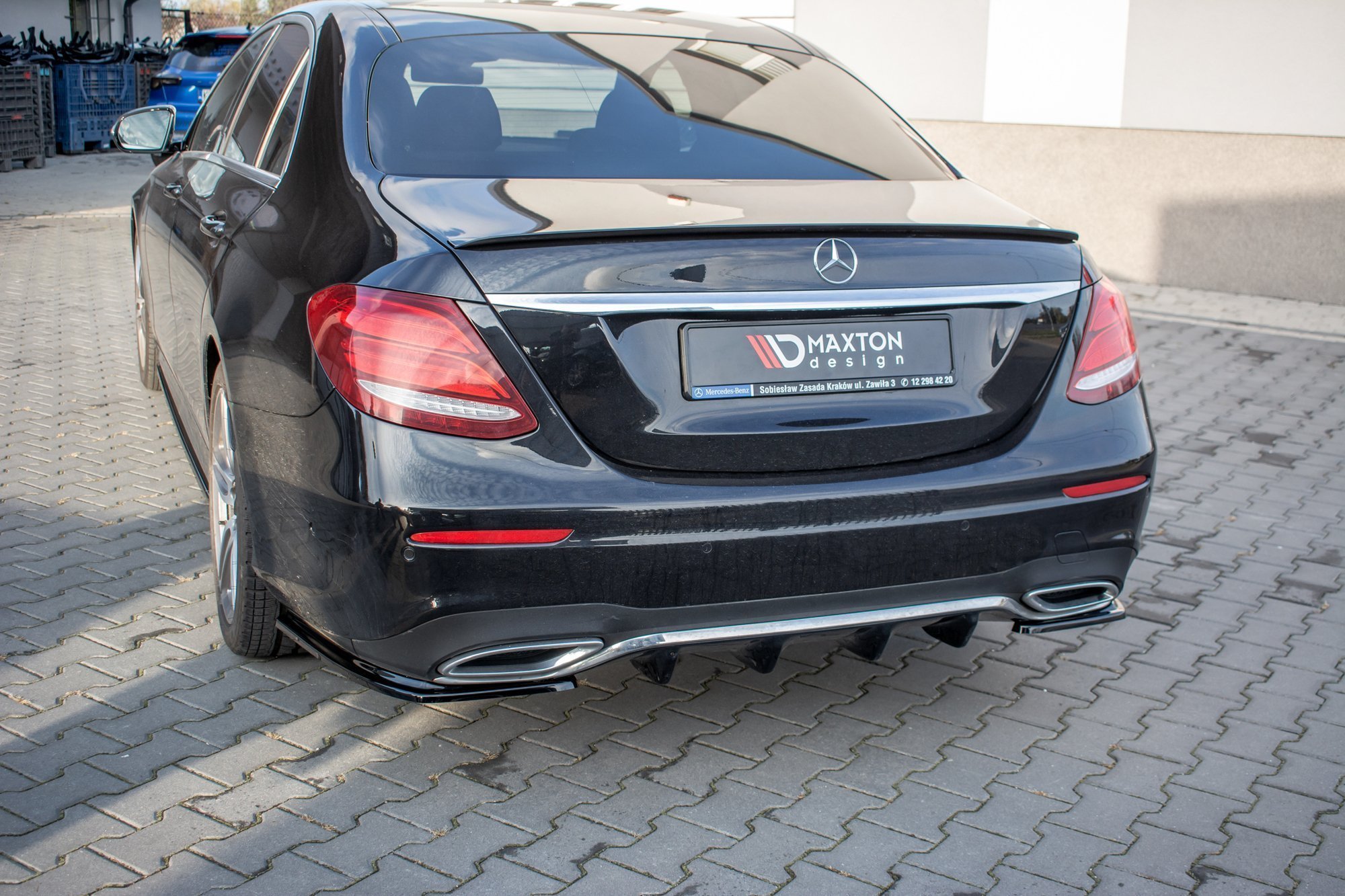 Diffusor Heck Ansatz für Mercedes-Benz E43 AMG / AMG-Line Limousine / Kombi W213 / S213 schwarz Hochglanz