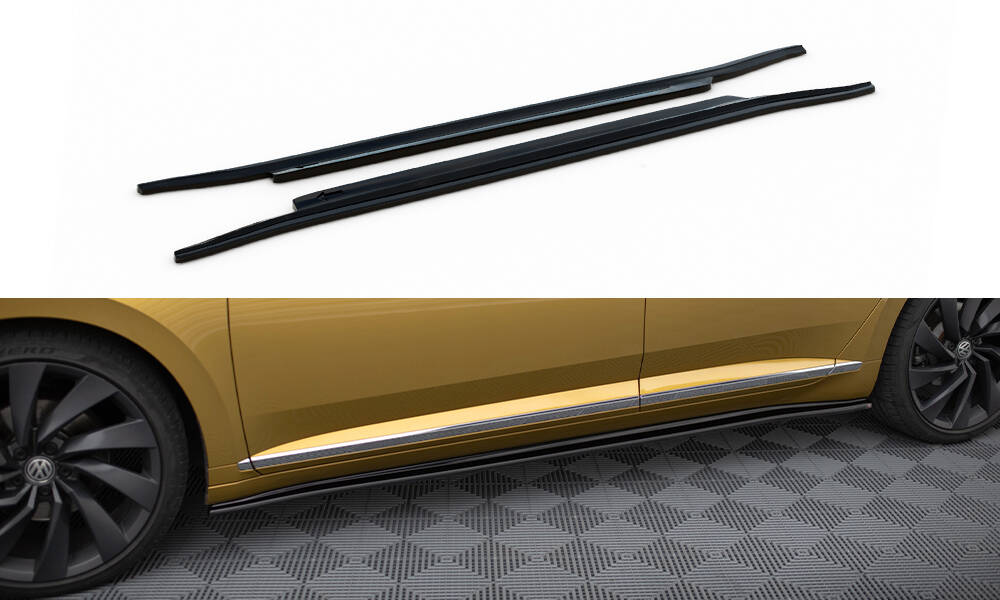 Street+ Seitenschweller Leisten passend für VW Arteon R-Line Limousine / Shooting Brake Mk1 schwarz Hochglanz