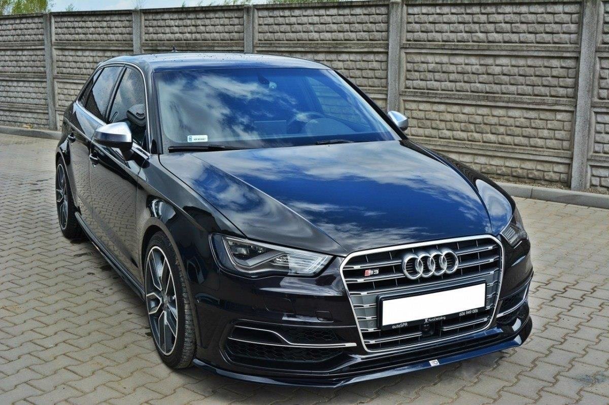Street+ Spoilerlippe Front Ansatz passend für Audi S3 / A3 S-Line 8v Hatchback / Sportback schwarz Hochglanz