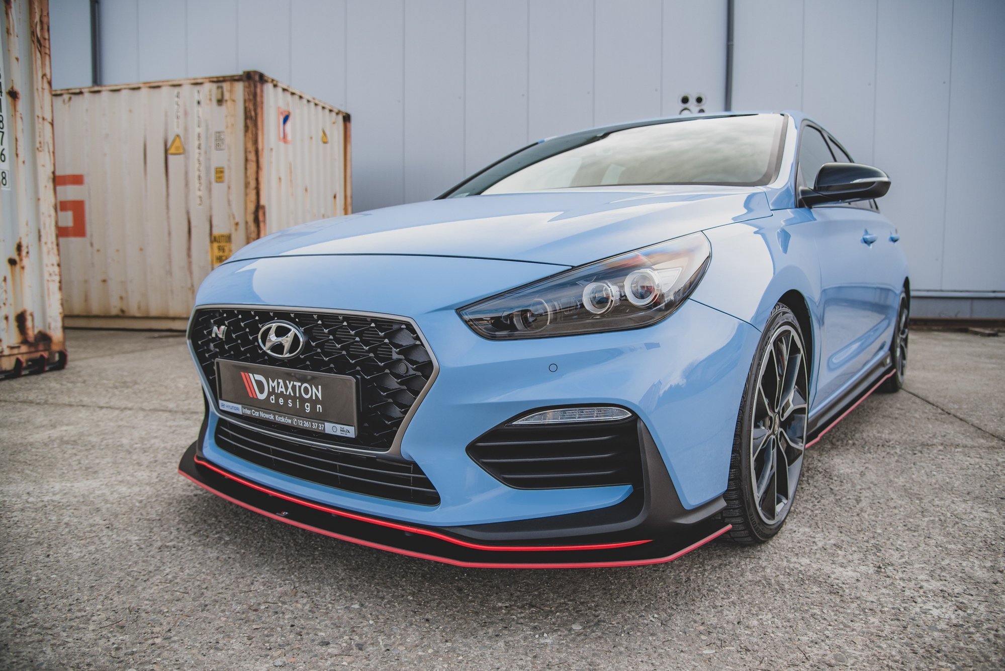 Street Pro Front Ansatz für +Flaps für Hyundai I30 N Mk3 Hatchback / Fastback schwarz Hochglanz