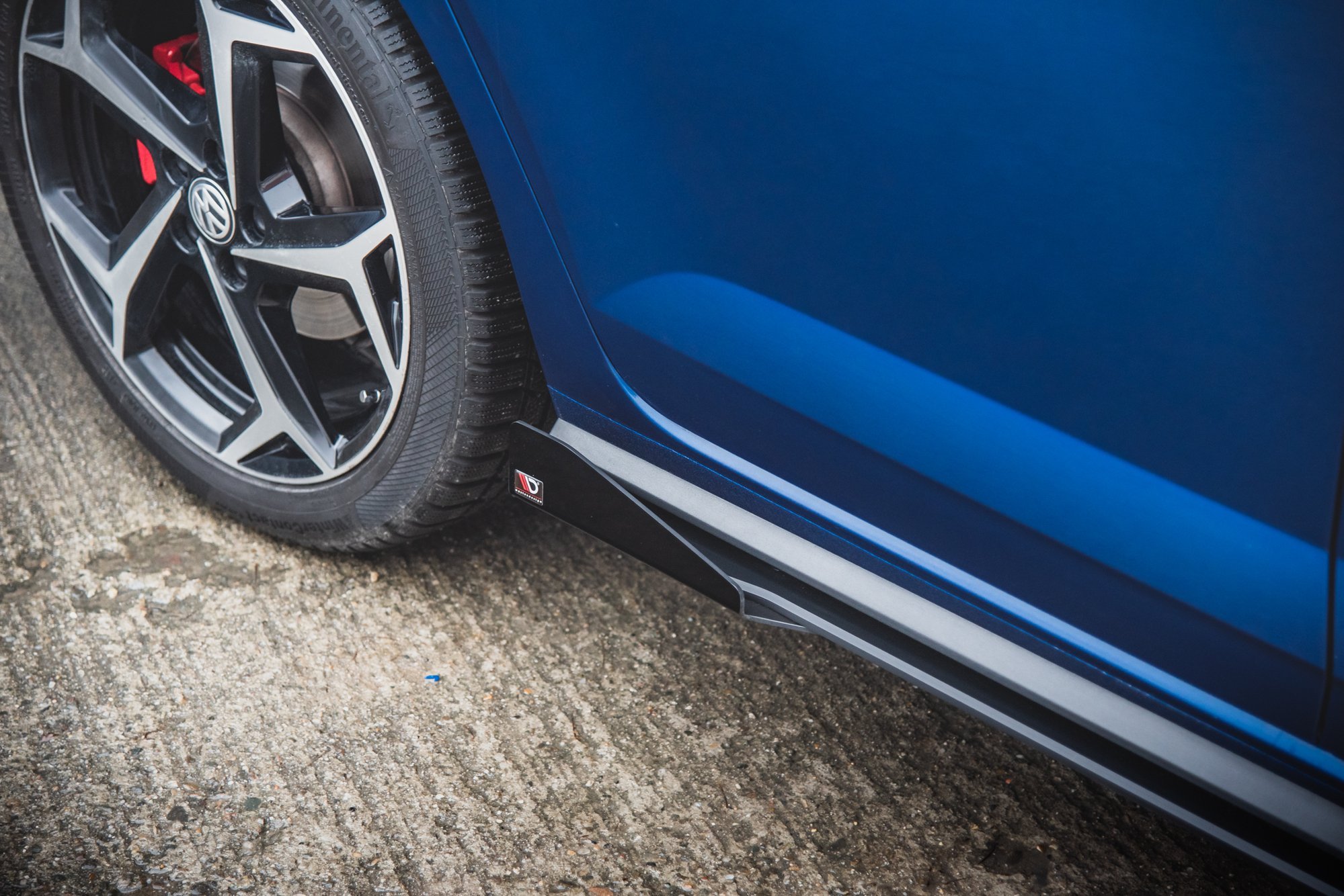 Street Pro Seitenschweller Leisten passend für VW Polo GTI Mk6 rot+ Hochglanz Flaps