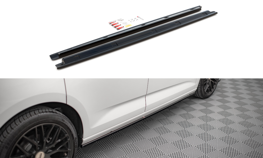 Street+ Seitenschweller Leisten passend für VW Caddy Mk5 / Ford Transit Connect Mk3 schwarz Hochglanz