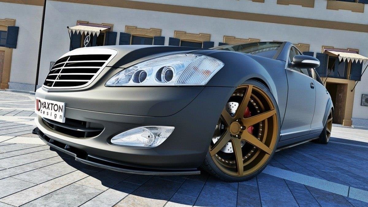 Street+ Spoilerlippe Front Ansatz passend für Mercedes S-Klasse W221 schwarz matt
