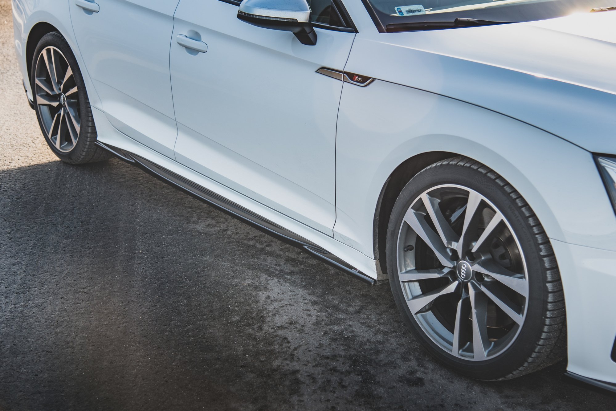 Street+ Seitenschweller Leisten passend für Audi S5 / A5 S-Line Sportback F5 FL schwarz Hochglanz