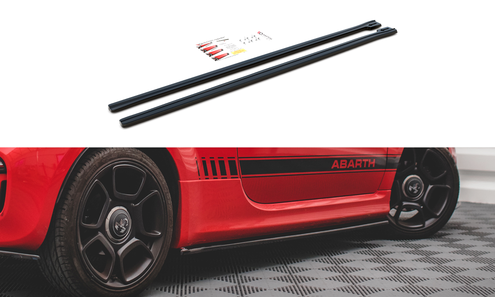 Seitenschweller Ansatz Paar passend für ABARTH 595 Mk1 FL schwarz Hochglanz