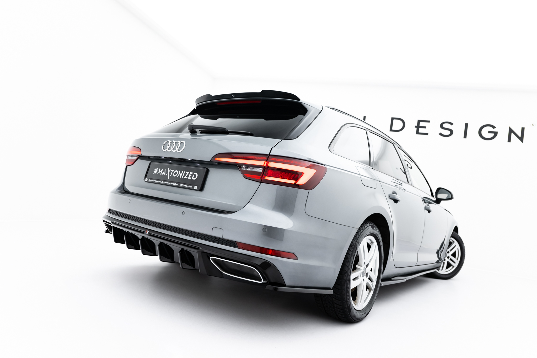 Street+ Heck Ansatz Flaps passend für Audi A4 / A4 S-Line / S4 Limousine / Avant B9 schwarz Hochglanz