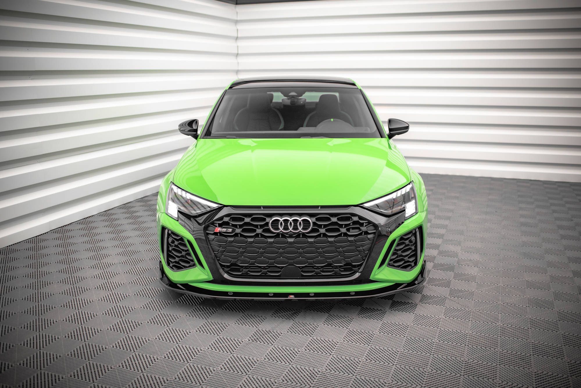 Street+ Spoilerlippe Front Ansatz V.2 passend für Audi RS3 Limousine 8Y schwarz Hochglanz