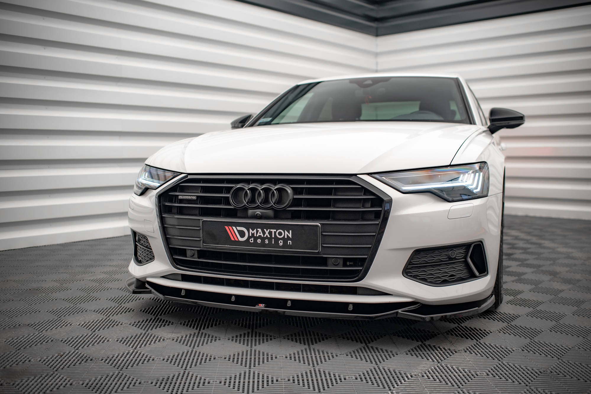 Street+ Spoilerlippe Front Ansatz V.1 passend für Audi A6 C8 schwarz Hochglanz