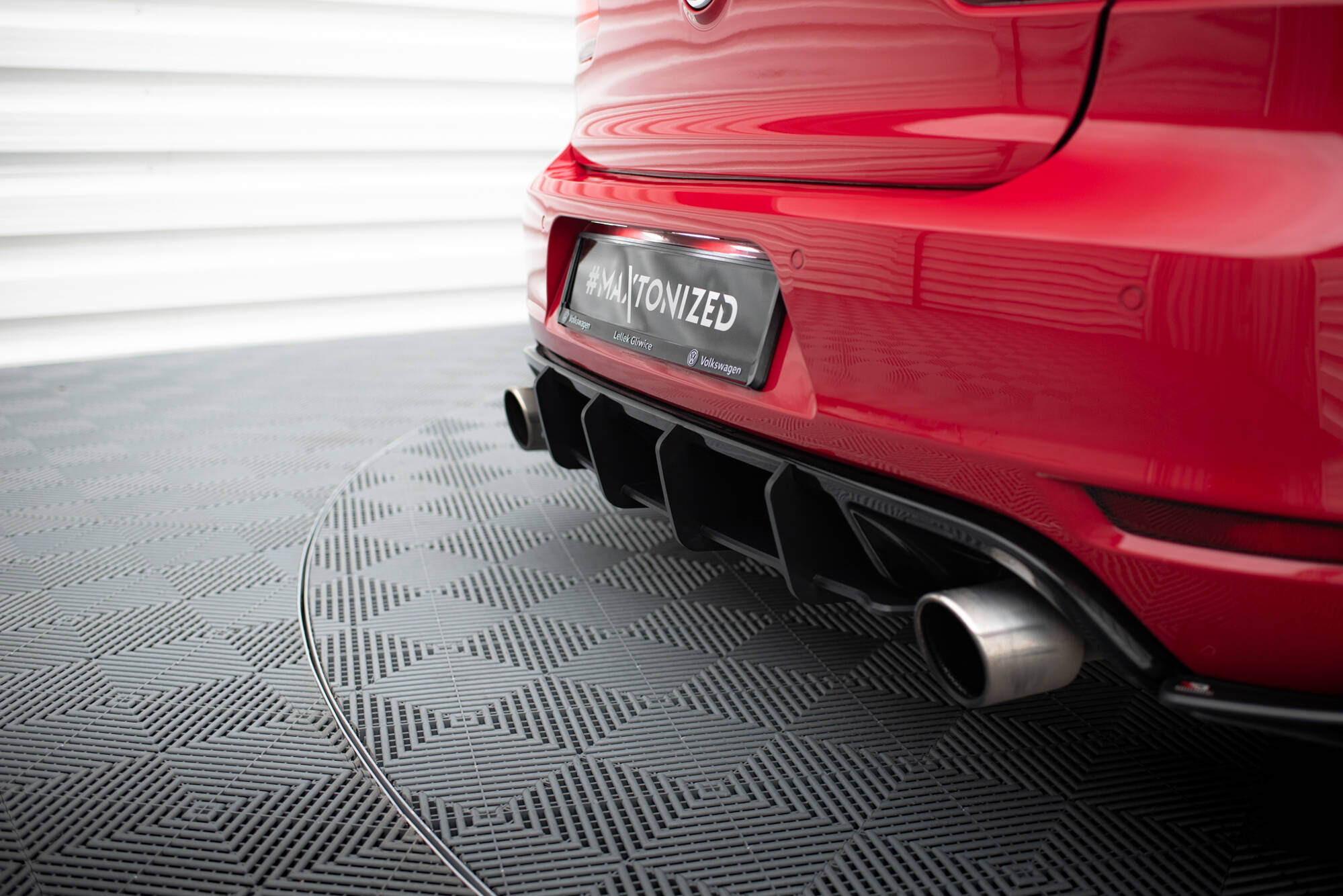 Street Pro Heckschürze Heck Ansatz Diffusor V.2 passend für VW Golf GTI Mk6 rot