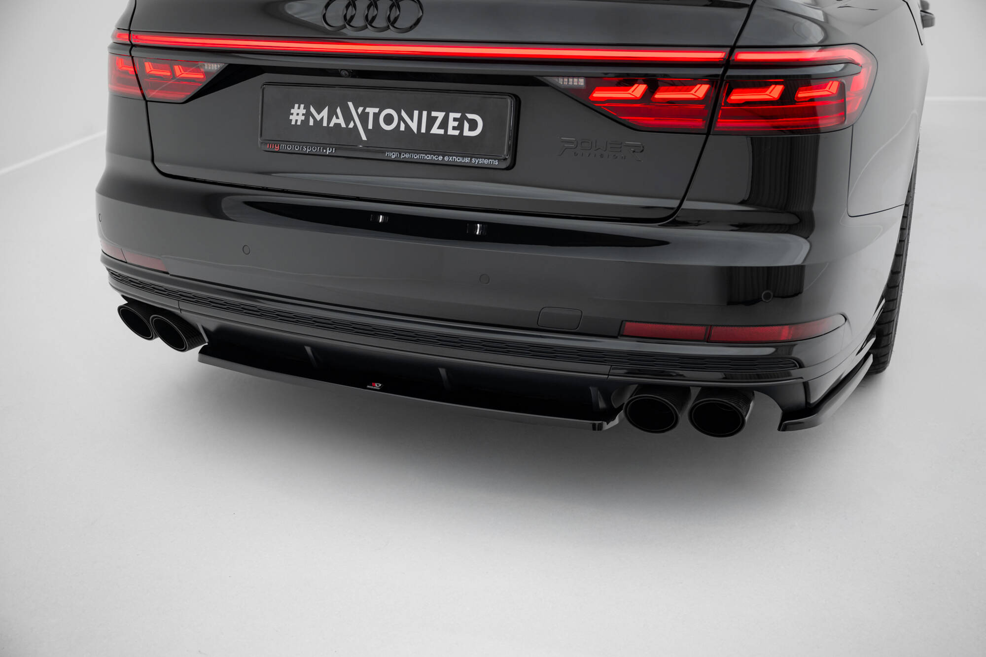 Street+ Mittlerer Diffusor Heck Ansatz passend für Audi S8 D5 schwarz Hochglanz