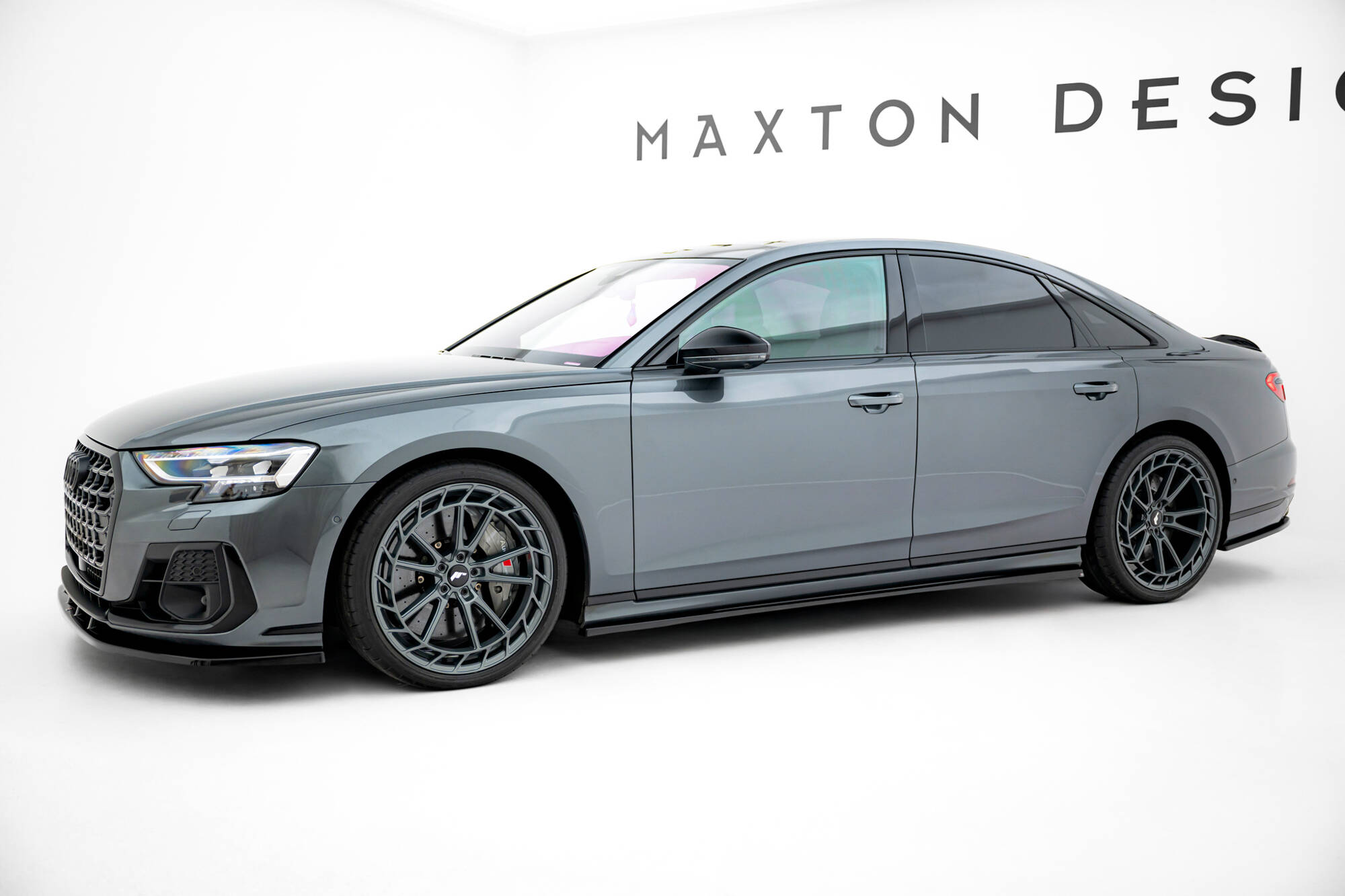 Street+ Seitenschweller Leisten passend für Audi S8 / A8 S-Line D5 FL schwarz Hochglanz