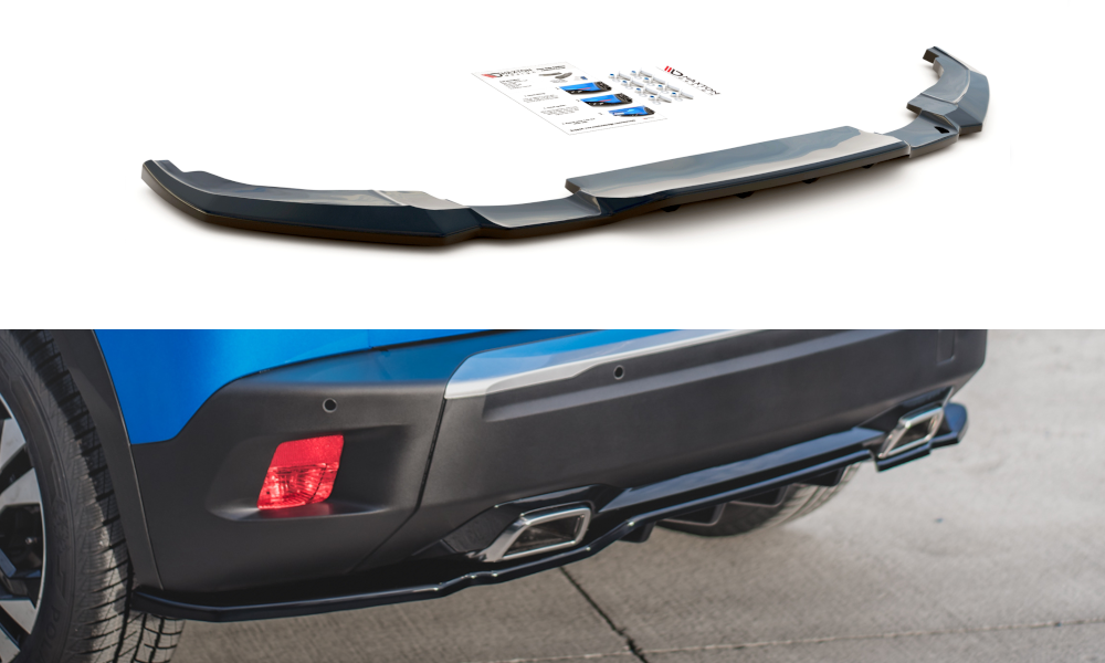 Street+ Mittlerer Diffusor RACE Heck Ansatz passend für Peugeot 2008 Mk2 schwarz Hochglanz