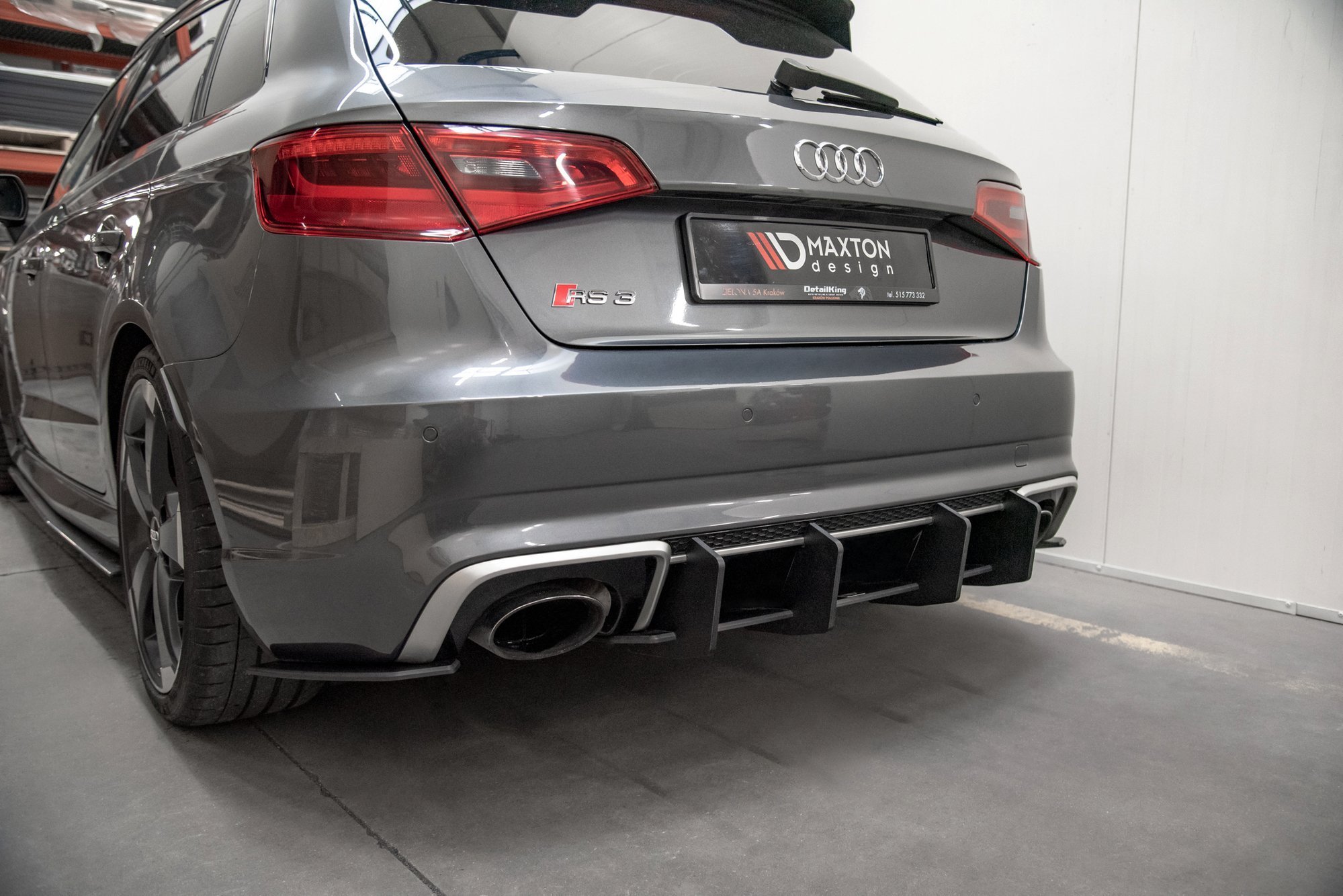Street Pro Heckschürze Heck Ansatz Diffusor V.2 passend für Audi RS3 8V Sportback schwarz-rot