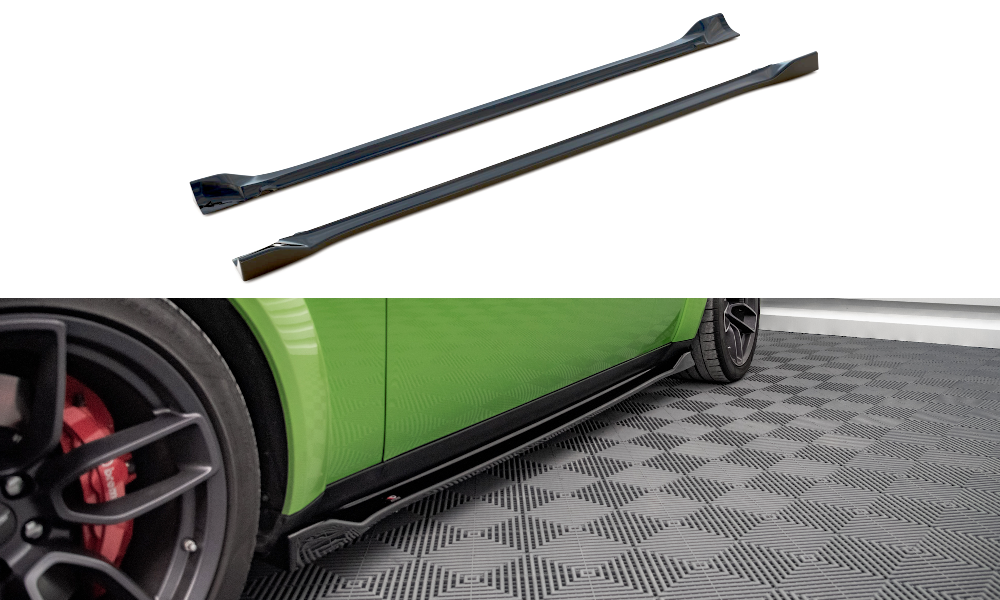 Street+ Seitenschweller Leisten passend für Dodge Challenger SRT Hellcat Widebody Mk3 schwarz Hochglanz
