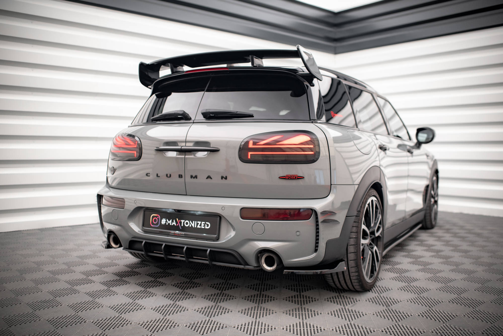 Street Pro Heckschürze Heck Ansatz Diffusor passend für Mini Cooper Clubman John Cooper Works F54 rot