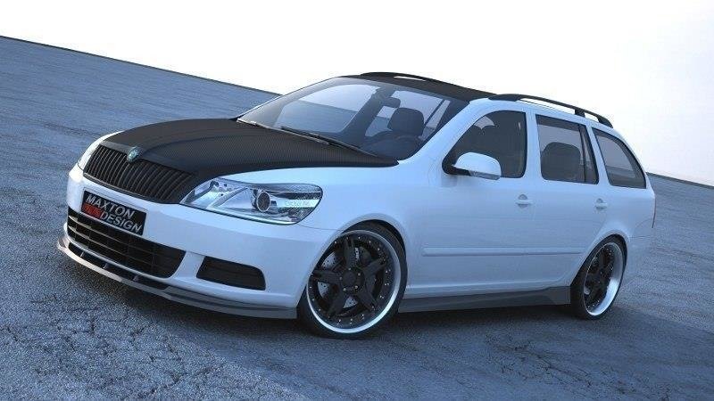 Street+ Spoilerlippe Front Ansatz passend für Skoda Octavia Mk2 FL schwarz Hochglanz