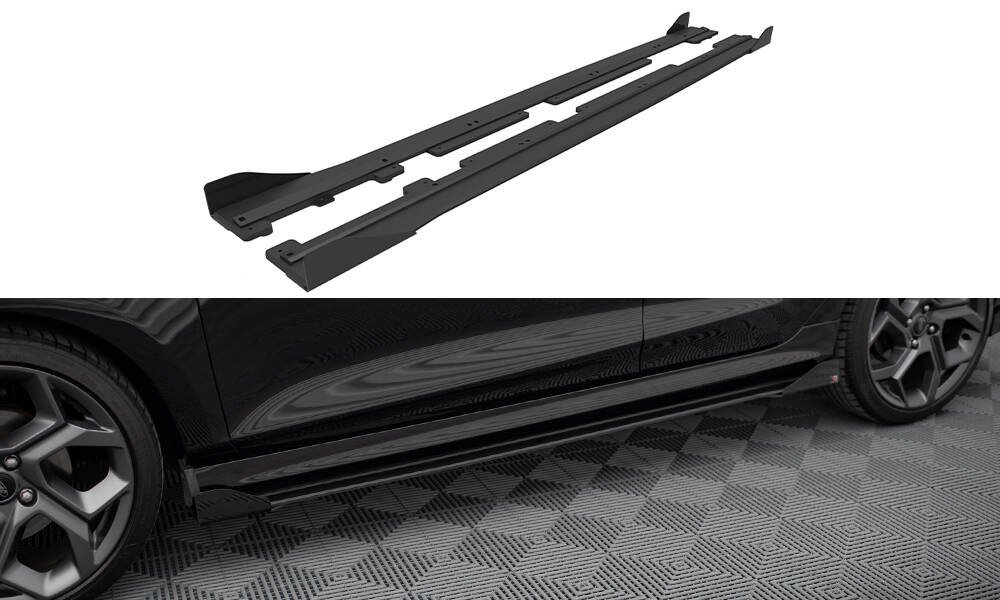 Street Pro Seitenschweller Ansatz für + Flaps Ford Fiesta ST / ST-Line Mk8 schwarz Hochglanz