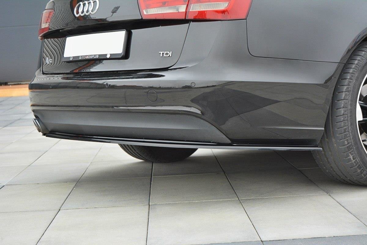 Heck Ansatz Flaps Diffusor für Audi A6 C7 schwarz matt