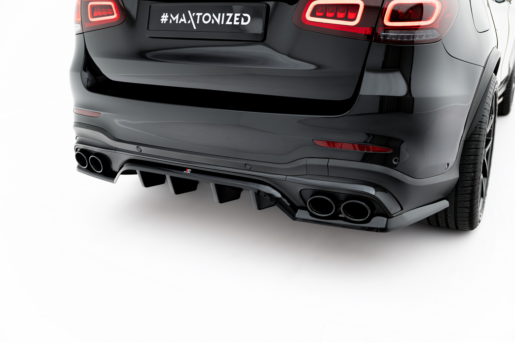 Street+ Mittlerer Diffusor RACE Heck Ansatz passend für Mercedes-AMG GLC 43 SUV X253 FL schwarz Hochglanz