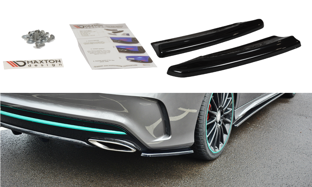 Heck Ansatz Flaps Diffusor für Mercedes-Benz CLA AMG-Line C117 schwarz Hochglanz