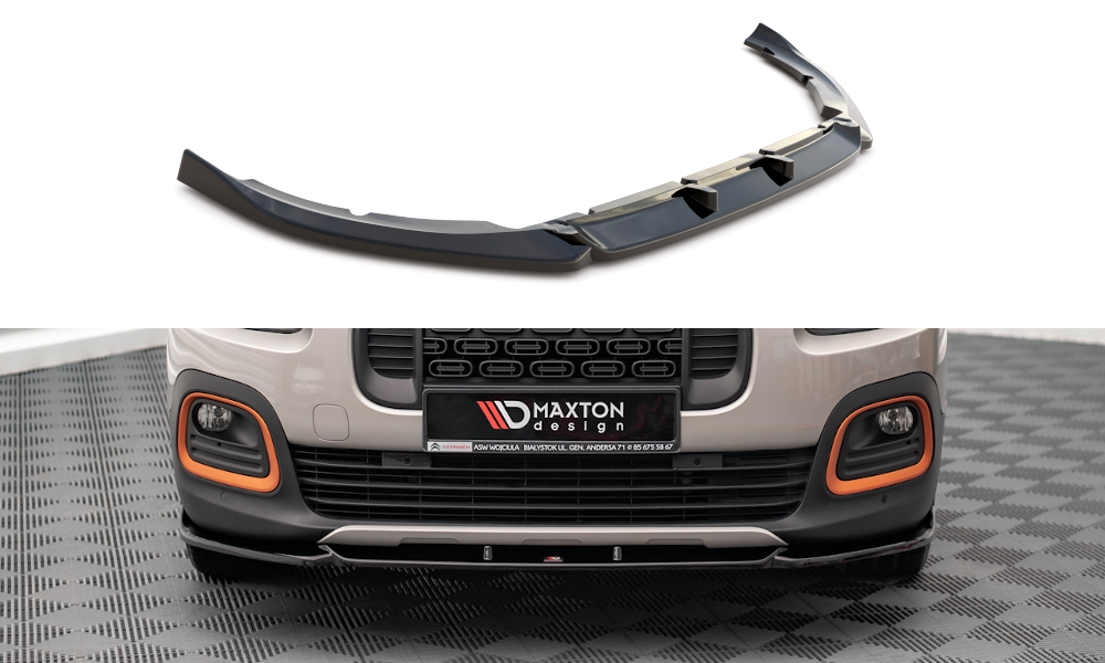 Street+ Spoilerlippe Front Ansatz passend für Citroen Berlingo Mk3 schwarz Hochglanz