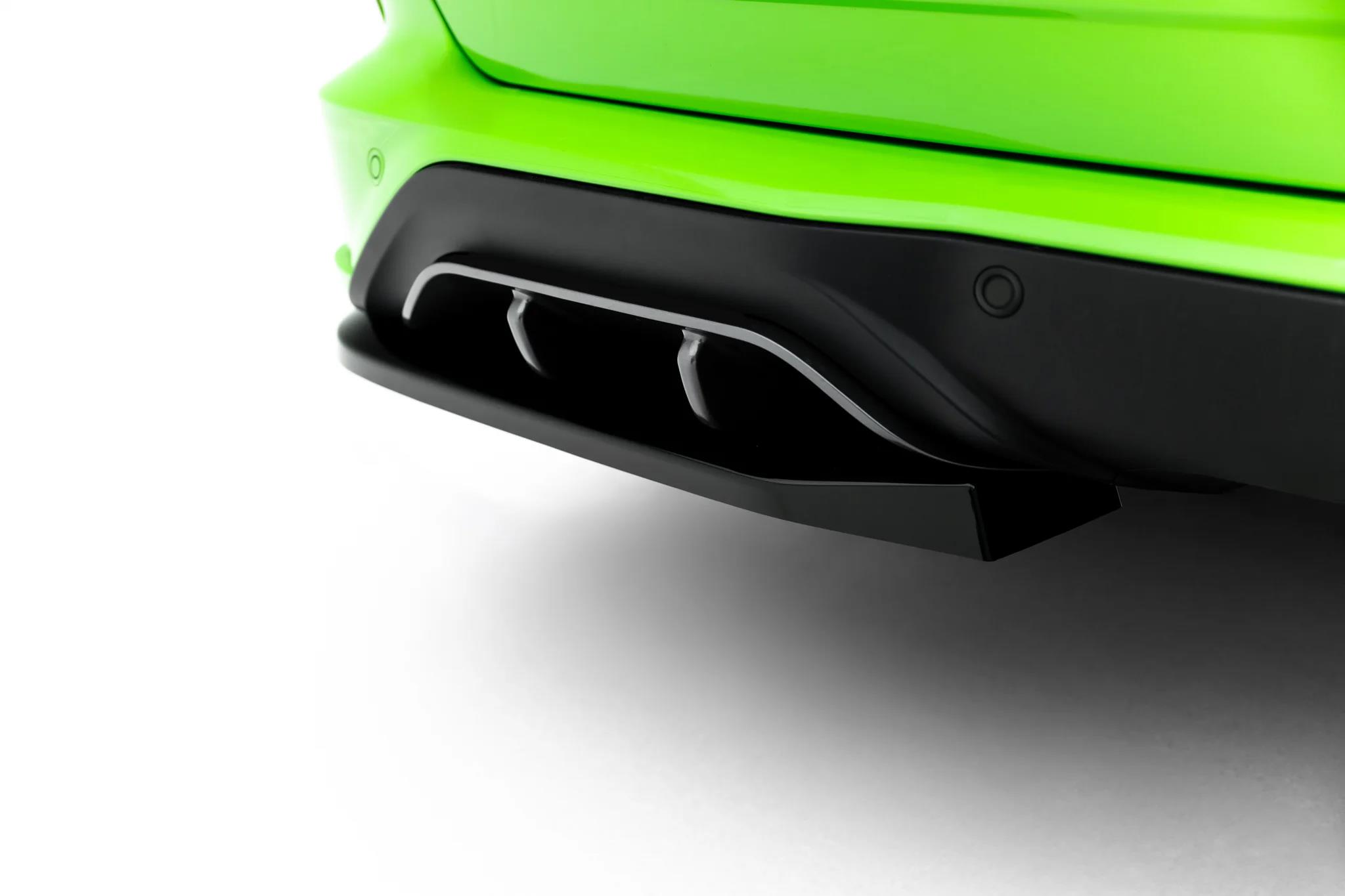 Heck Ansatz Flaps Diffusor passend für Ford Transit Custom MSRT Mk2 schwarz Hochglanz