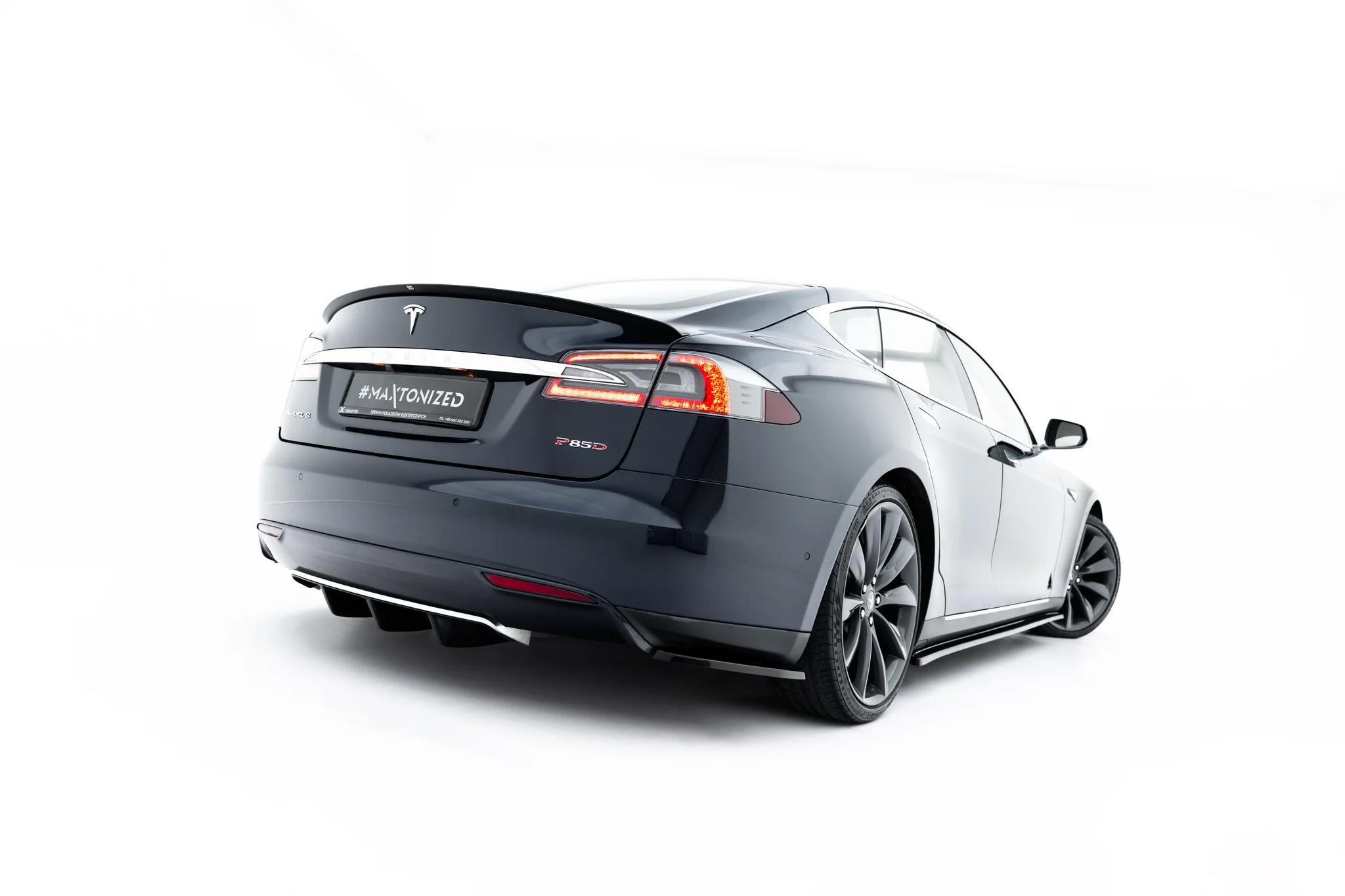 Heckansatz Diffusor passend für Tesla Model S Mk1 schwarz Hochglanz