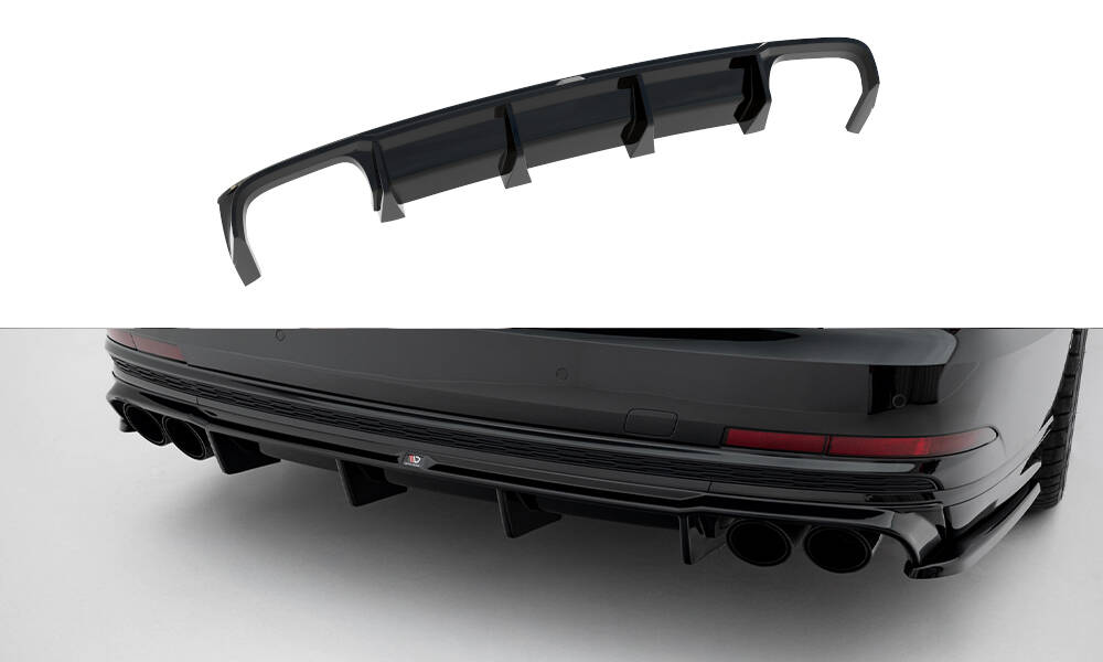 Street+ Heck Ansatz Diffusor passend für Audi S8 D5 schwarz Hochglanz