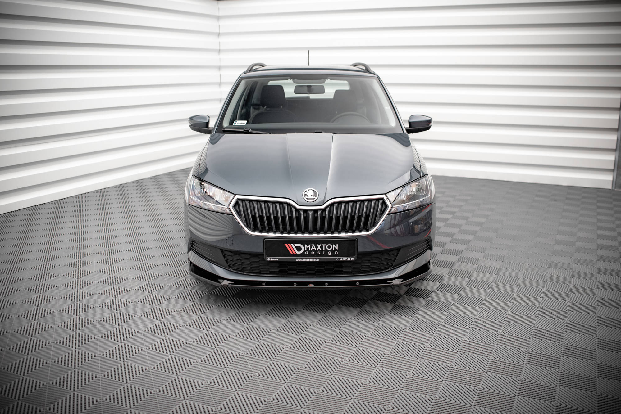 Street+ Spoilerlippe Front Ansatz passend für Skoda Fabia Mk3 FL schwarz Hochglanz