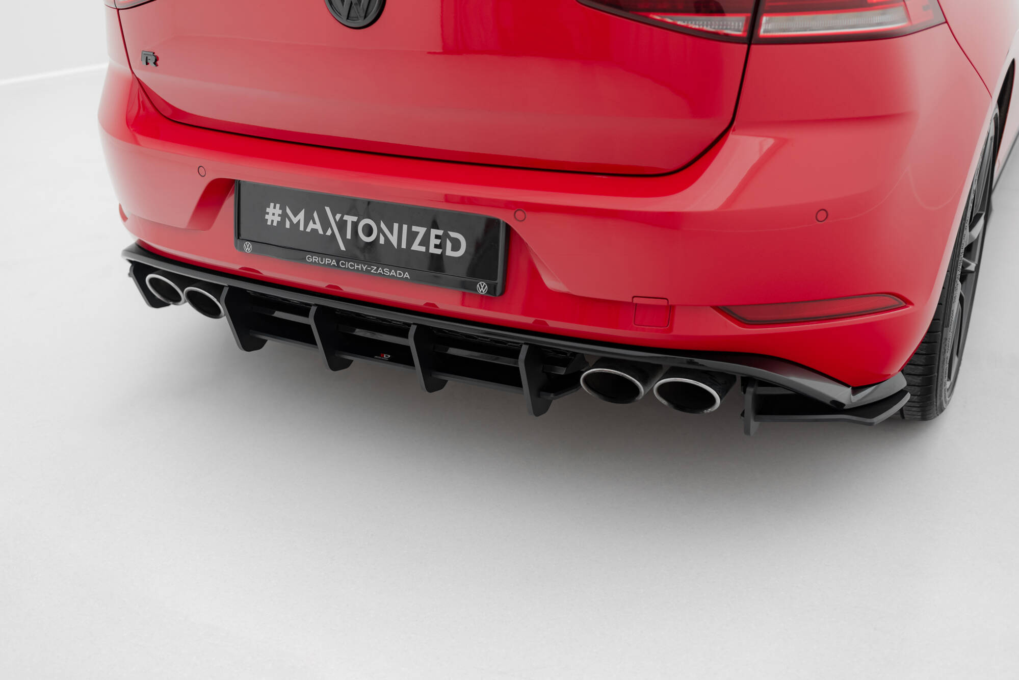 Street Pro Heckschürze Heck Ansatz Diffusor passend für VW Golf 7 R FL schwarz-rot